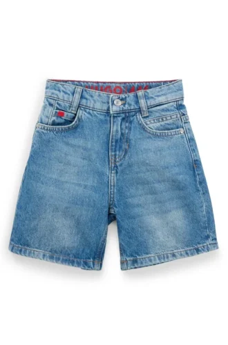 Blåa, löst sittande shorts för barn i bomullsdenim