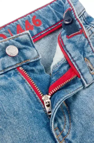 Blåa, löst sittande shorts för barn i bomullsdenim