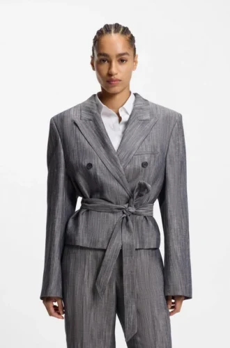Blazer i melerad denim med normal passform