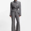 Blazer i melerad denim med normal passform