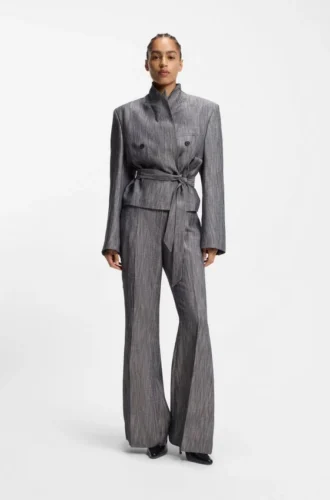 Blazer i melerad denim med normal passform