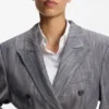 Blazer i melerad denim med normal passform