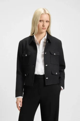 Blazer i normal passform i mjuk bouclé