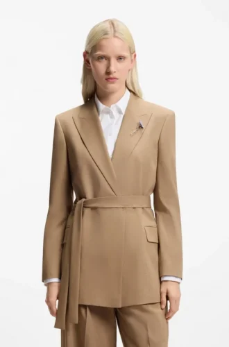 Blazer i normal passform i stretchigt melerat tyg