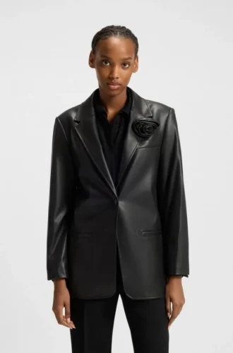 Blazer i regular fit i konstläder