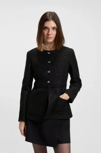 Blazer med normal passform i glittrande bouclé