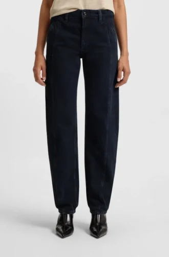 Blåsvarta jeans med vid ben i mjuk denim