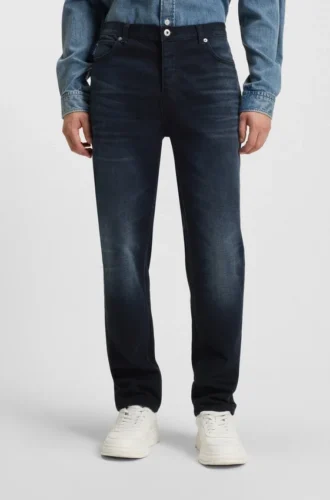 Blåsvarta tapered-fit jeans i stretchdenim