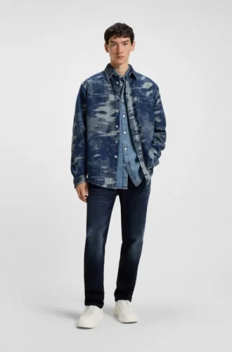 Blåsvarta tapered-fit jeans i stretchdenim