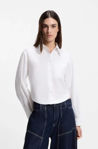 Blusar i oversized-passform i bomullspoplin