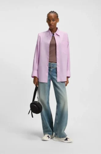 Blusar i oversized-passform i bomullspoplin