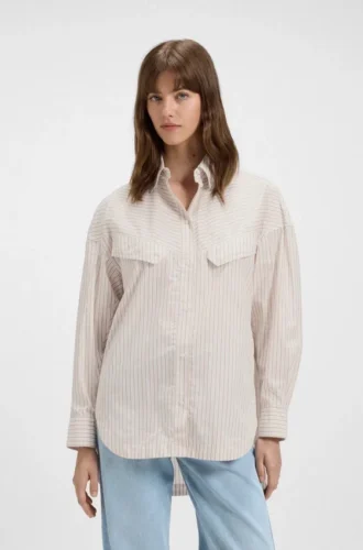 Blusar i oversized-passform i randig bomull