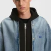 Bomberjacka i denim med jerseyfoder