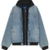 Bomberjacka i denim med jerseyfoder
