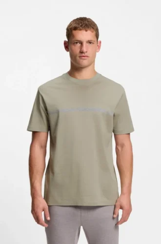 Bomullst-shirt med logotyp och rand