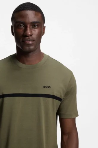 Bomullst-shirt med logotyp och rand
