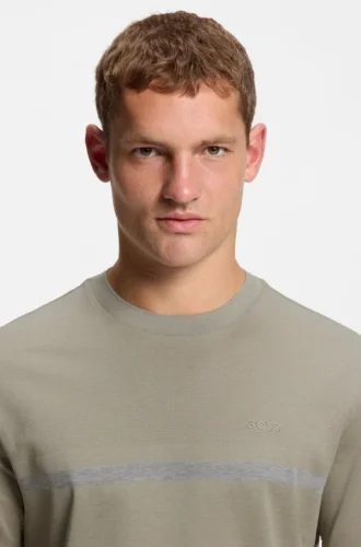 Bomullst-shirt med logotyp och rand