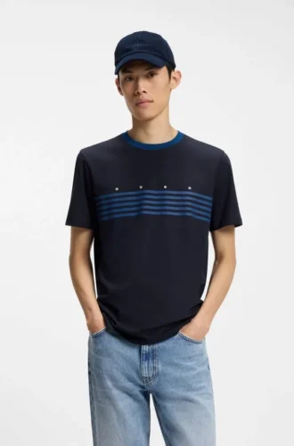 Bomullst-shirt med tryckta ränder