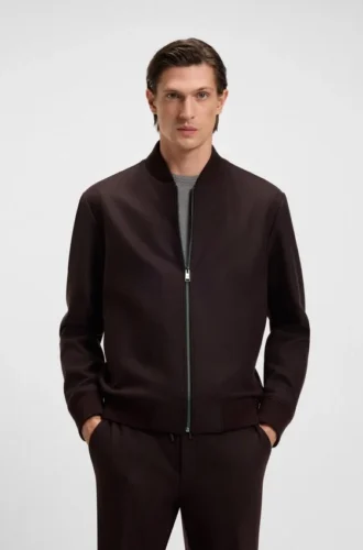 Borstad slim fit-jacka i stretchflanell