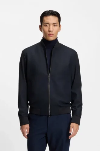 Borstad slim fit-jacka i stretchflanell