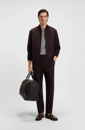 Borstad slim fit-jacka i stretchflanell