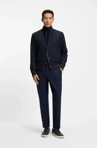 Borstad slim fit-jacka i stretchflanell