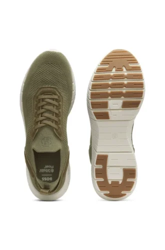 BOSS-MOTION-sneakers med stickat ovandel och läderdetaljer