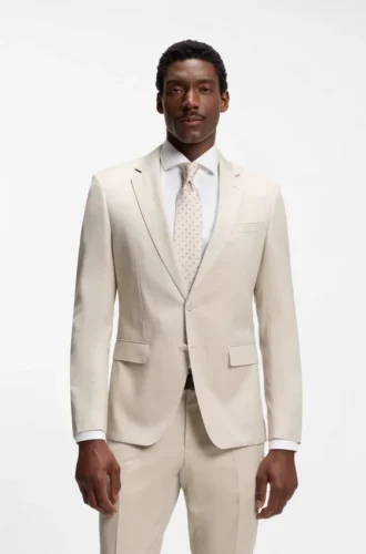 BOSS ONE – Slim fit-kostymjacka i serge av nyull
