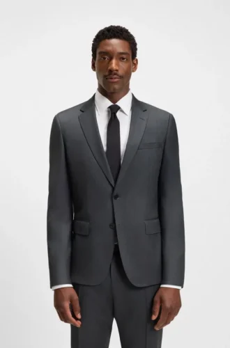 BOSS ONE – Slim fit-kostymjacka i serge av nyull