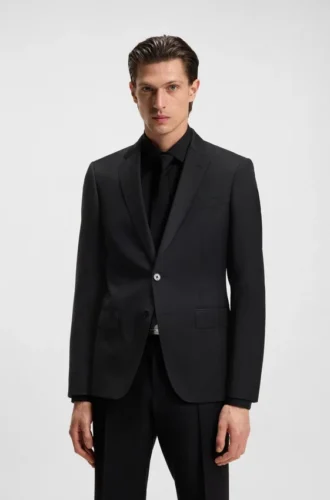BOSS ONE – Slim fit-kostymjacka i serge av nyull