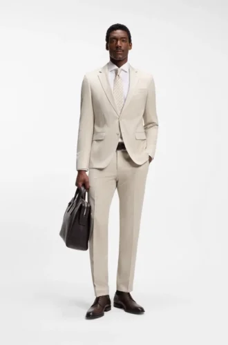 BOSS ONE – Slim fit-kostymjacka i serge av nyull