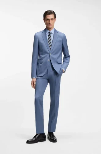 BOSS ONE – Slim fit-kostymjacka i serge av nyull