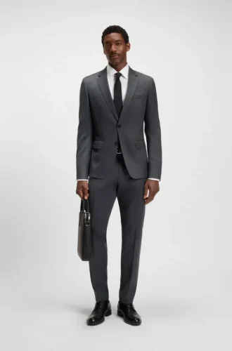BOSS ONE – Slim fit-kostymjacka i serge av nyull