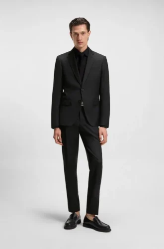 BOSS ONE – Slim fit-kostymjacka i serge av nyull