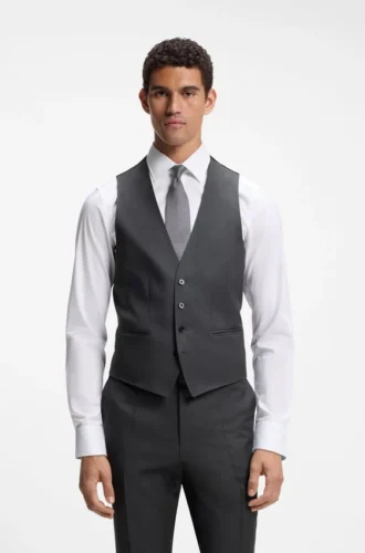 BOSS ONE – Slim fit-väst i serge av nyull