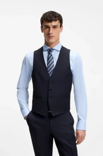 BOSS ONE – Slim fit-väst i serge av nyull