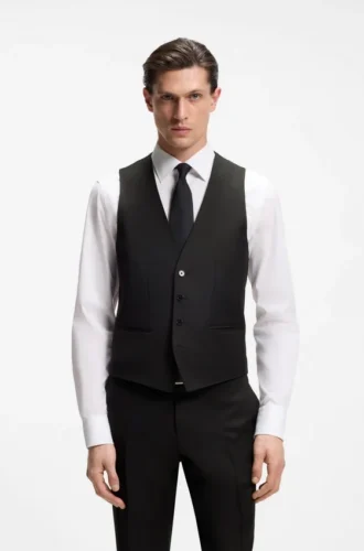 BOSS ONE – Slim fit-väst i serge av nyull