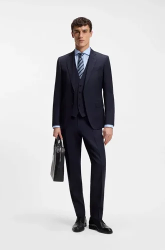 BOSS ONE – Slim fit-väst i serge av nyull