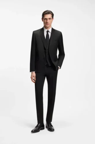 BOSS ONE – Slim fit-väst i serge av nyull
