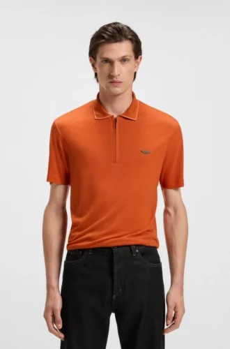 BOSS x ASTON MARTIN-polotröja med nubucklogotyp
