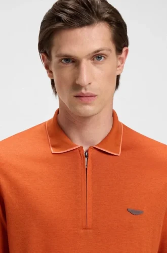 BOSS x ASTON MARTIN-polotröja med nubucklogotyp