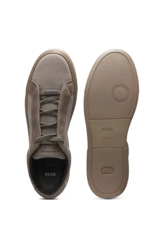 BOSS x ASTON MARTIN-sneakers med läderdetaljer