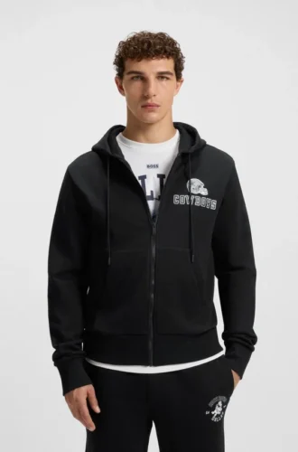 BOSS x DALLAS COWBOYS hoodie med dragkedja och alternativ logotyp