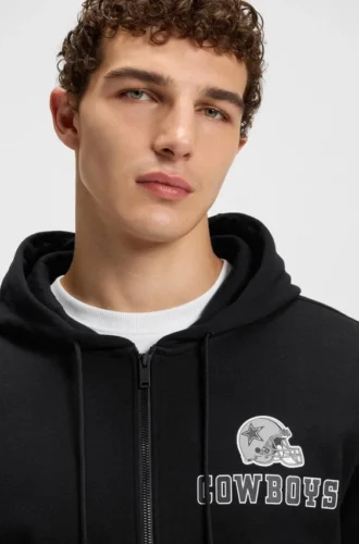 BOSS x DALLAS COWBOYS hoodie med dragkedja och alternativ logotyp