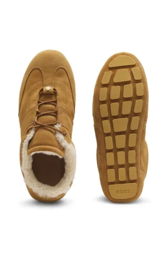 BOSS x Steiff sneakers i mocka med pälsdetaljer