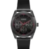 #BRIGHT SPORT Svartpläterad klocka med läderarmband i samma nyans