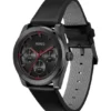 #BRIGHT SPORT Svartpläterad klocka med läderarmband i samma nyans
