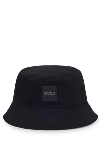 Bucket hat för barn med gummilogotyp i bomullstwill