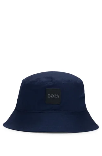 Bucket hat för barn med gummilogotyp i bomullstwill