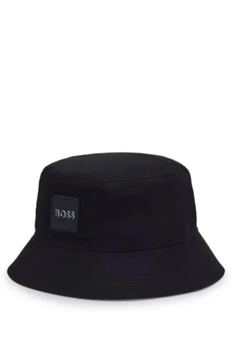 Bucket hat för barn med gummilogotyp i bomullstwill